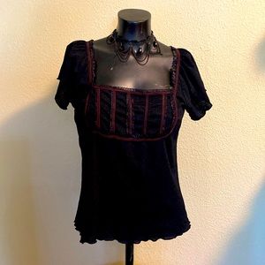 Exit💫 Sexy Lace Trimmed Breast Cupped Black Top